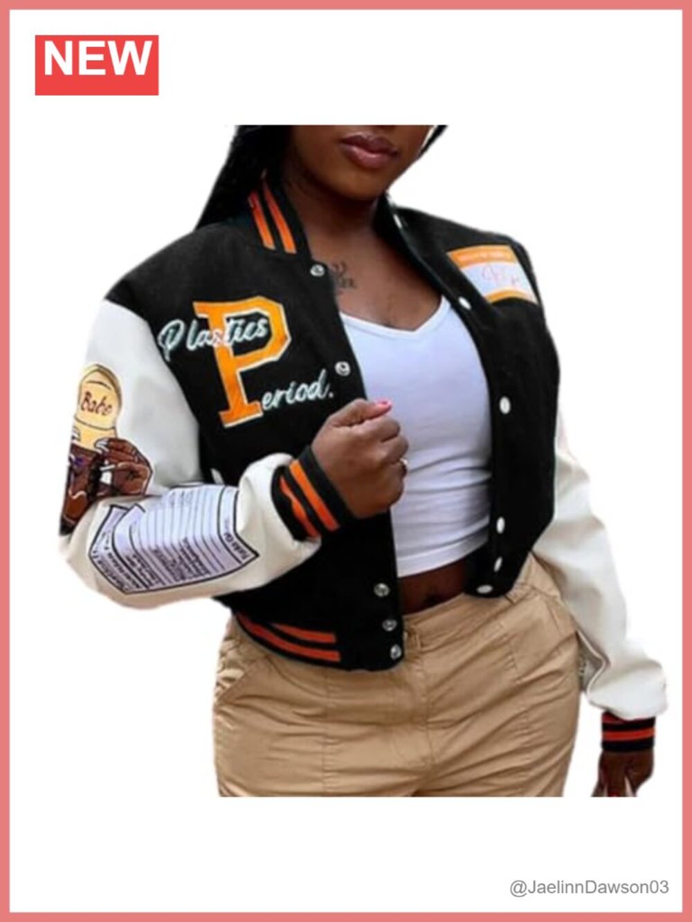 Varsity Jacket Women Faux Leather Patch Cropped Casual Festival Outfit